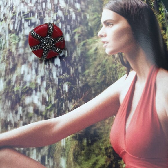 Artisan Sterling Silver Ring With Red Stone Fashion Design Women Jewelry Size 6 - Picture 3 of 6